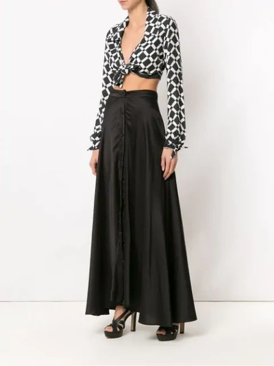 Shop Amir Slama Silk Long Skirt In Black