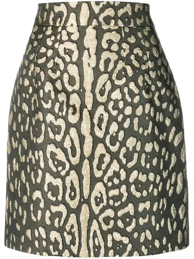 Shop Dolce & Gabbana Metallic Leopard-print Mini Skirt In Black