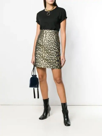 Shop Dolce & Gabbana Metallic Leopard-print Mini Skirt In Black