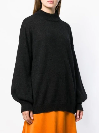 Shop Fine Edge Oversized Turtleneck Sweater In Black