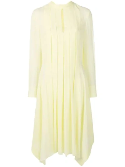 Shop Chloé Pleated Midi Dress In Yellow