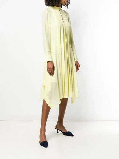 Shop Chloé Pleated Midi Dress In Yellow