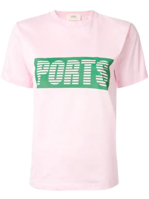 Ports 1961 Contrast Logo T-Shirt In Pink | ModeSens