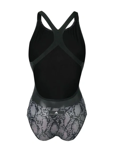 Shop Adidas By Stella Mccartney Snakeskin Print Swimsuit In Black