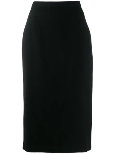Pre-owned Dolce & Gabbana 1990's Fitted Midi Skirt In Black