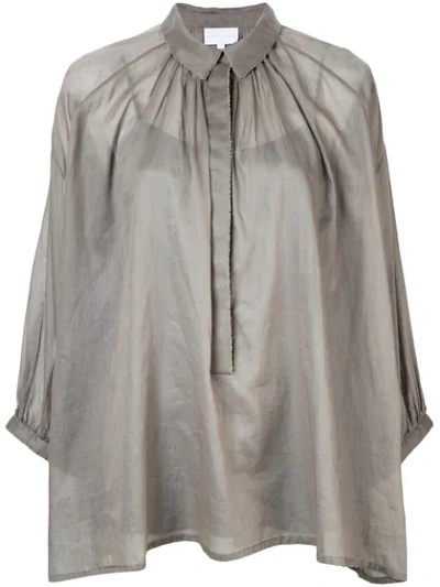 Shop Noon By Noor Sian Pleated Boxy Shirt In Grey