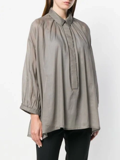 Shop Noon By Noor Sian Pleated Boxy Shirt In Grey