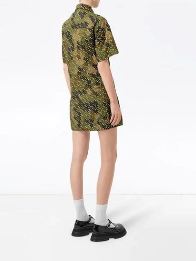 Shop Burberry Short-sleeve Monogram Print Shirt Dress In Green