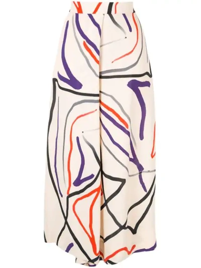 Shop Layeur Cropped Printed Trousers In Multicolour