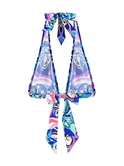 Shop Emilio Pucci Floral Print Bikini Top In Blue