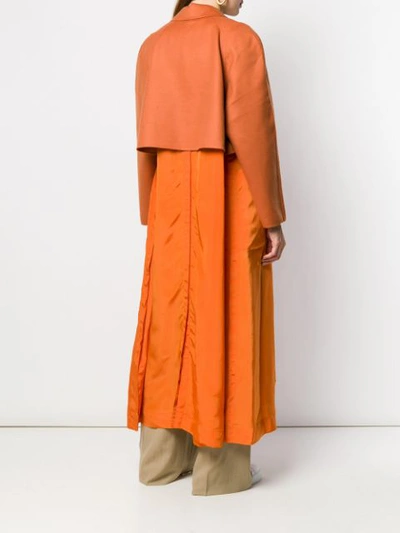AGNONA 对比拼接中长大衣 - 橘色
