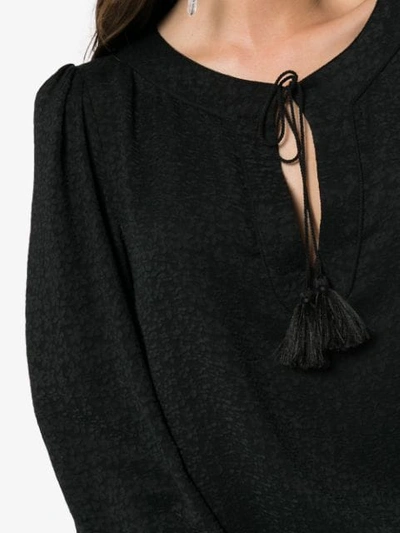 Shop Saint Laurent Tie Neck Embossed Blouse In Black