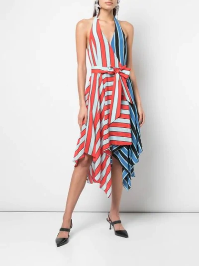 Shop Alice And Olivia Striped Wrap Dress In Red