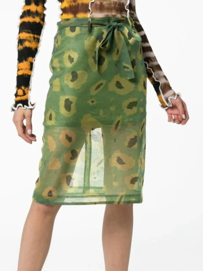 ASAI GHOST迷彩印花铅笔半身裙 - 绿色