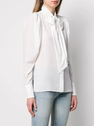 Shop Stella Mccartney Pussy Bow Silk Blouse In White
