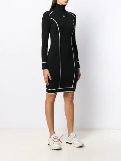 Shop Off-white Logo Knitted Dress In Black