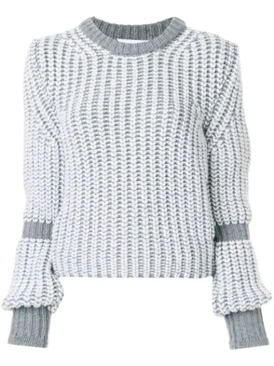 Shop Thom Browne Bi-colored Chunky Merino Pullover - Grey