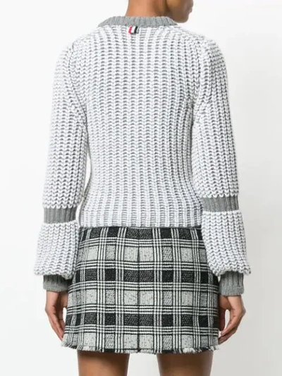 Shop Thom Browne Bi-colored Chunky Merino Pullover - Grey