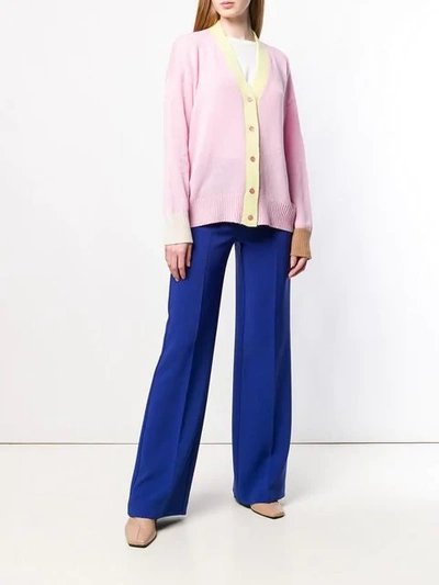 Shop Marni Colour-block Long-sleeve Cardigan In Pink
