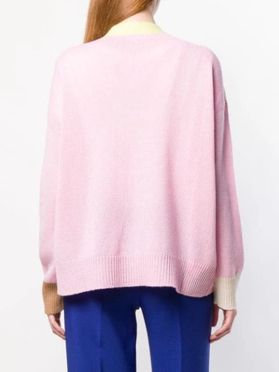 Shop Marni Colour-block Long-sleeve Cardigan In Pink