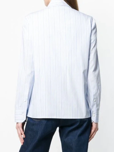 Shop Prada Ruffle-trimmed Shirt In Blue ,white