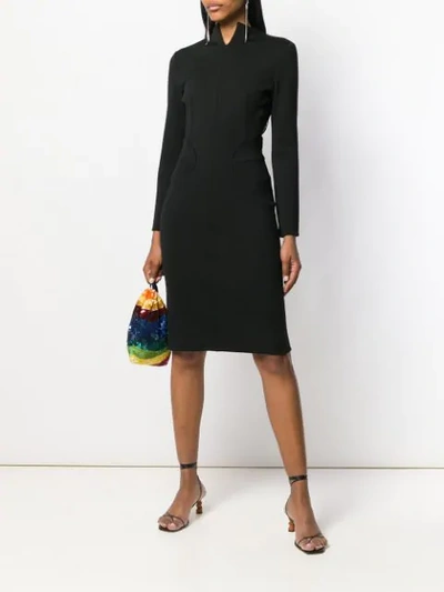 Pre-owned Alaïa '2000s Piped Seam Dress In Black