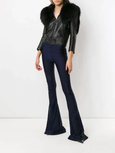 Shop Andrea Bogosian Zipped Flared Pants In Blue