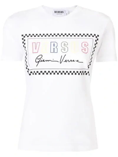 Shop Versus Rectangular Framed Logo T-shirt In White
