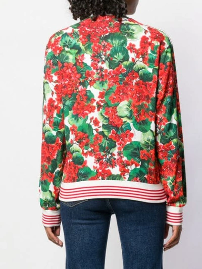 Shop Dolce & Gabbana Floral Print Bomber Jacket In Green