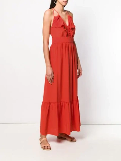 Shop Vanessa Bruno Ruffle Trim Maxi Dress In Red