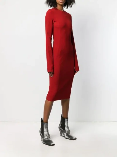 Shop Rick Owens Fitted Midi Dress In Red