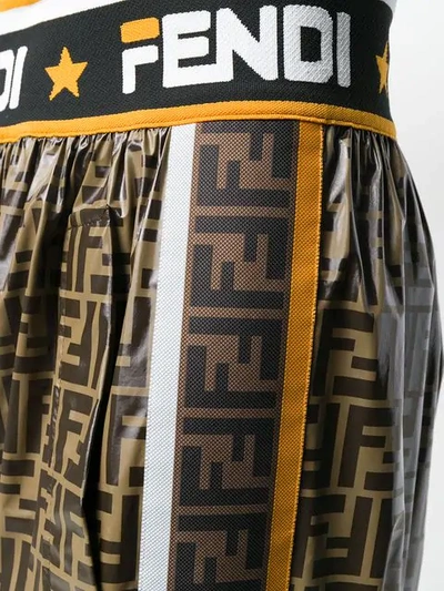 Shop Fendi Logo Print Track Pants In Brown