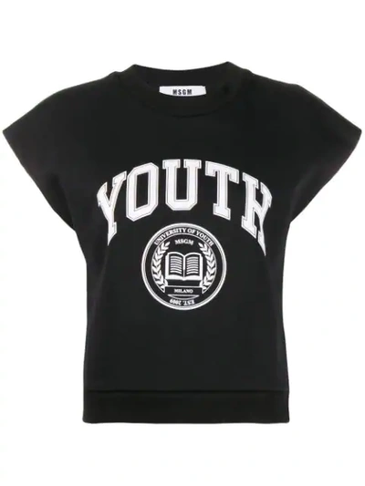 Shop Msgm T-shirt Mit "youth"-print In Black