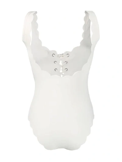 Shop Marysia Scalloped Swimsuit In White