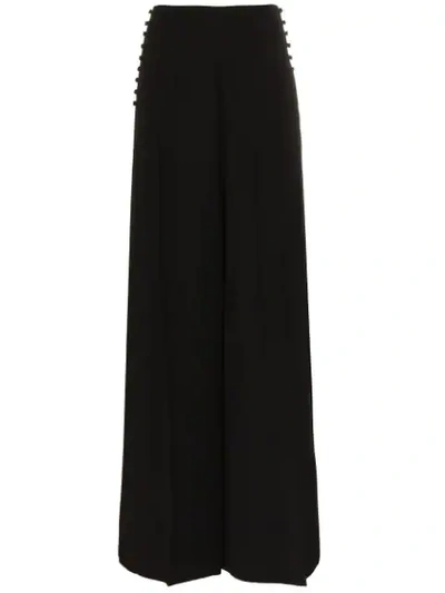 Shop Adeam Button Detail Wide Leg Trousers In Black