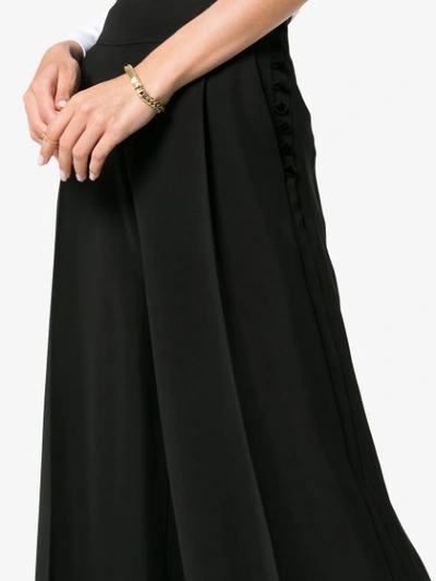 Shop Adeam Button Detail Wide Leg Trousers In Black