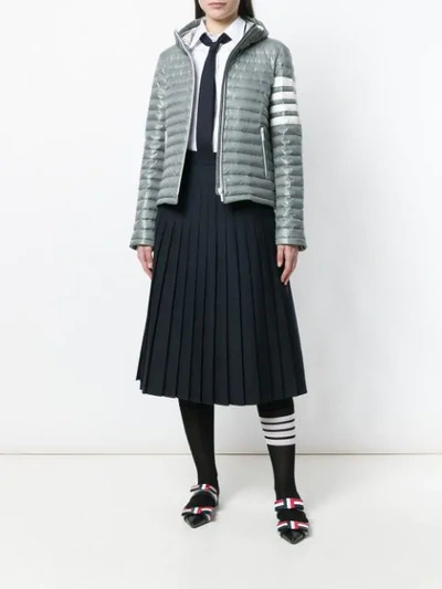 Shop Thom Browne Quilted Down Fill Hooded Jacket In Nylon Tech In Grey