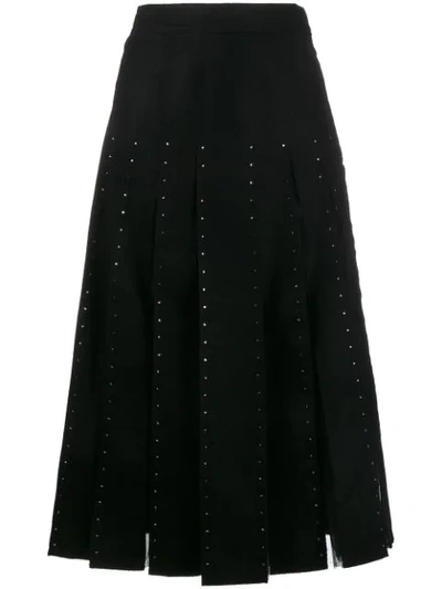 VALENTINO 水晶镶嵌百褶半身裙 - BLACK