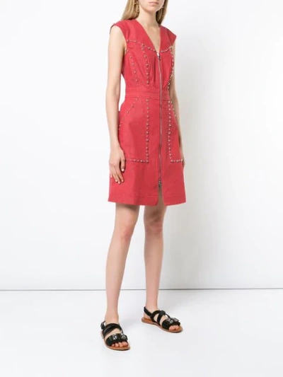 Shop Diane Von Furstenberg Dvf  Studded Zip Front Dress - Red