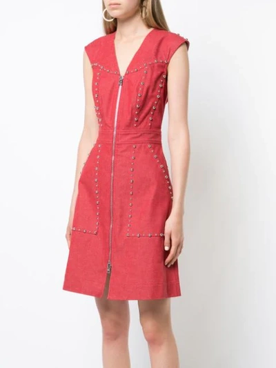 Shop Diane Von Furstenberg Dvf  Studded Zip Front Dress - Red