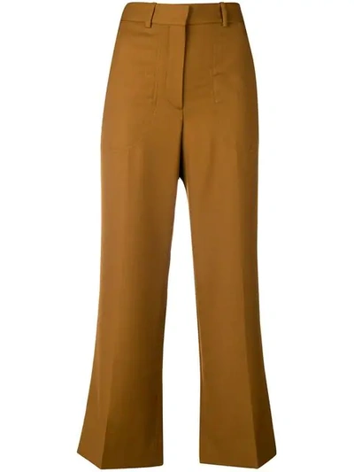 Shop Victoria Beckham Flared Cropped Tailored Trousers In Orange