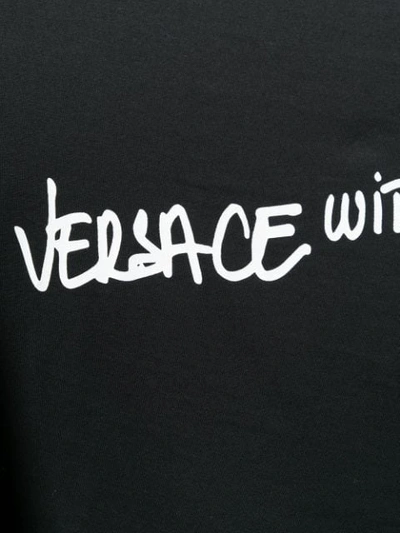 Shop Versace 'with Love' Print T-shirt In Black