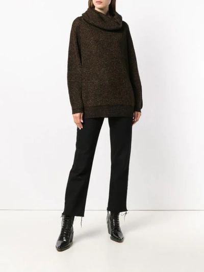 Shop Mes Demoiselles Lamé Turtleneck Oversized Sweater In Metallic