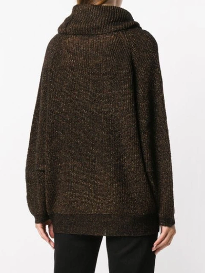 Shop Mes Demoiselles Lamé Turtleneck Oversized Sweater In Metallic