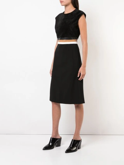 Shop Derek Lam Sleeveless A-line Dress With Tricolor Belt - Black