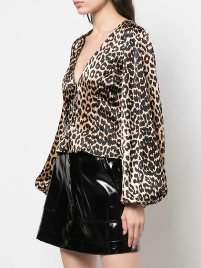 GANNI LEOPARD PRINT BLOUSE - 大地色