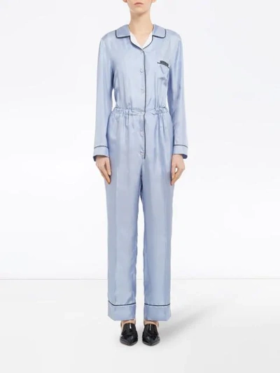 Shop Prada Pajama Style Jumpsuit In Blue