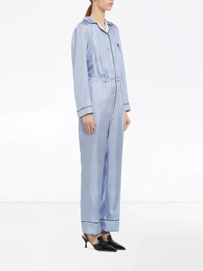 Shop Prada Pajama Style Jumpsuit In Blue