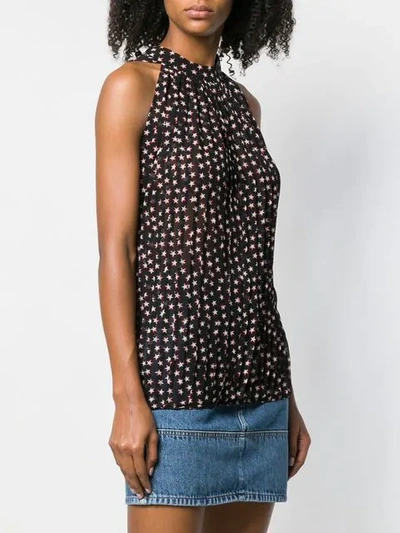 Shop Saint Laurent Sleeveless Star Print Blouse In Black
