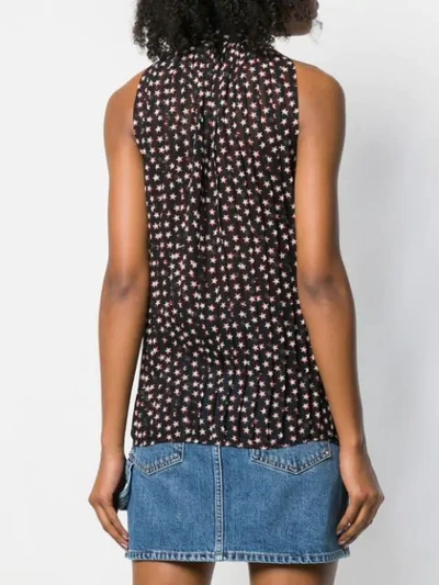 Shop Saint Laurent Sleeveless Star Print Blouse In Black